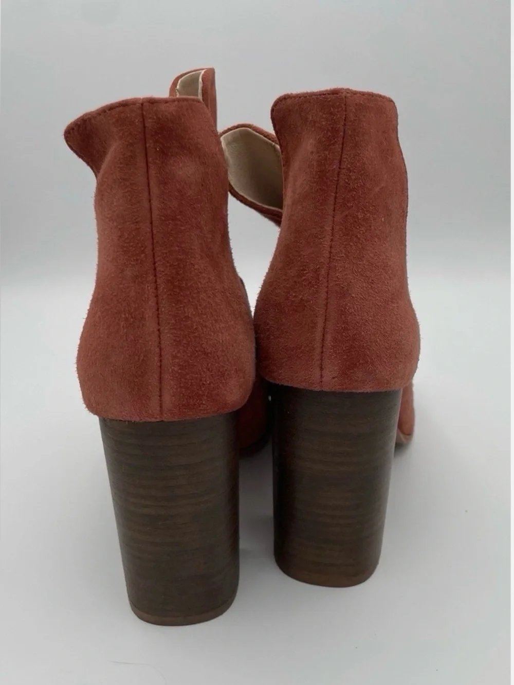 42 Gold Leena Kid Suede open toe bootie  - Tobacco size 8
